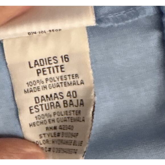 WHITE STAG Womens Ladies Petite Size 16P Blue Pull On High Rise Pants 28" Inseam - Picture 5 of 6